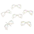Iridescent acrylic bow beads for DIY crafts with a shimmering pearlescent finish - White