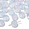 Aurora blue iridescent glass beads with classic relief patterns for DIY jewelry making - 10 Pieces Pack / Sky Blue