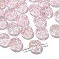 Pink purple transparent glass relief beads with gold glitter and straight holes for DIY - 10 Pieces Pack / Girl Pink