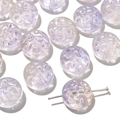 Lavender purple glass spacer bead with 3D rose relief and horizontal hole for DIY jewelry - 10 Pieces Pack / Light Yellow Purple