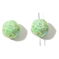 Macro detail of light green iridescent acrylic beads with embossed weave pattern for DIY jewelry - 11mm (5 Pieces/Pack) / Green