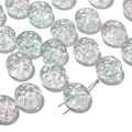 Iridescent glass beads with unique texture and center hole for DIY jewelry making - 10 Pieces Pack / Jelly Green