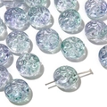 Flat round glass beads with vortex texture in purple, blue, and mint green gradients - 10 Pieces Pack / Dark Green