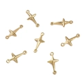14K gold plated four-pointed star pendant connectors for DIY jewelry making - Cross Style (#02) / 6.5x13.5mm (5 Pieces/Pack)