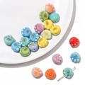 Colorful ceramic cat paw beads for DIY jewelry making in various macaron colors - Cat Paw Style / 10 Pieces/Pack (12x12mm) / Multicolor