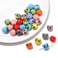 Colorful panda ceramic beads with glazed finish for DIY jewelry and necklace making - Panda Head Style / 10 Pieces/Pack (10x11mm) / Multicolor
