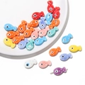 Handmade fish shaped ceramic beads in colorful assorted colors for DIY jewelry making - Flat Fish Style / 10 Pieces/Pack (11x19mm) / Multicolor