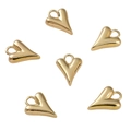Set of six 14K gold-plated heart charms with a polished finish for DIY jewelry - Curved Pointed Heart Pendant Only (Without Chain) (11x15mm)