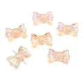 Set of 6 transparent orange AB color resin bow beads for DIY jewelry and phone charms - 16x24mm (Thickness 11mm / Hole 2mm) / Light Green (4 Pieces/Pack)