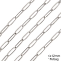 Silver 4x12mm stainless steel paperclip chain links for DIY jewelry making 1M bag - Style 04 / 4x12mm