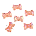 Iridescent pink bow-shaped beads with a metallic rainbow finish for DIY jewelry crafting - 16x24mm (Thickness 11mm / Hole 2mm) / Orange Red (4 Pieces/Pack)