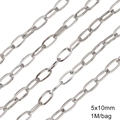 5x10mm silver stainless steel flat oval link chain for DIY jewelry making - Style 02 / 5×10mm