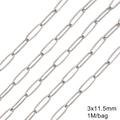 Silver stainless steel paperclip chain DIY materials 3x11.5mm links for necklaces - 3x11.5mm
