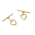 Cierre de palanca de corazón en oro de 14K para bisutería DIY y conectores de pulseras - Oro 14K - Estilo Corazón Liso (#03) / 1 Juego (Aro 11x14mm/Barra 22mm)