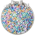 Kleurrijke pastel glazen kralen in een decoratieve schaal met zilveren strik voor DIY - 4mm (10g/Pak) / Macarons