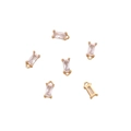 Lot de 6 pendentifs rectangulaires en zircon doré pour création de bijoux DIY - 2 Pièces/Ensemble / Transparent Zirconia Boucle Unique 4x8mm