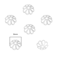 8mm silver-toned hollow flower bead caps for DIY jewelry making and craft supplies - Style 01 Thick Silver 8mm