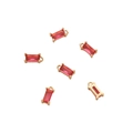 Lot de 6 breloques en zircon rouge rectangulaire avec placage or 14K pour bijoux DIY - 2 Pièces/Ensemble / Rose Rouge Zirconia Boucle Unique 4x8mm