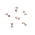 Pendentif rectangle en zircon violet avec bordure plaquée or 14K pour bijoux DIY - 2 Pièces/Ensemble / Violet Zirconia Boucle Unique 4x8mm