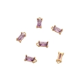 Pendentif DIY avec zircon rectangulaire violet clair et cadre plaqué or 14 carats - 2 Pièces/Ensemble / Pourpre Zirconia Boucle Unique 4x8mm