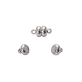 Silver magnetic jewelry clasps for DIY necklaces shown in closed and open states - Silver / White Gold Plated