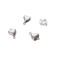 Polished silver heart-shaped magnetic clasp with brushed texture for DIY jewelry making - Heart Shape / 8x12mm (1 Set) / White Gold Plated