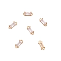 Pendentifs rectangulaires en zircon 14K plaqué or avec double boucle pour bijoux DIY - 2 Pièces/Ensemble / Transparent Zirconia Double Boucle 4x10mm