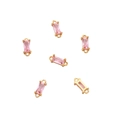Lot de 6 connecteurs en zircon rose rectangulaire dorés pour création de bijoux DIY - 2 Pièces/Ensemble / Rose Zirconia Double Boucle 4x10mm