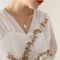 Collier en acier inoxydable doré avec pendentif ovale en nacre blanche pour femmes chic - Collier Coquillage Blanc Ovale (41+5cm) / Or
