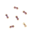 6 breloques rectangulaires en zircon violet plaqué or 14K avec doubles boucles de liaison - 2 Pièces/Ensemble / Pourpre Zirconia Double Boucle 4x10mm