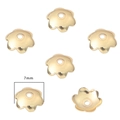Golden 7mm flower bead caps for DIY jewelry making with polished metal finish - Style 04 14K Gold Plated 8mm