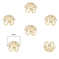 8mm gold hollow petal bead caps in 14k plated finish for DIY jewelry making - Style 05 14K Gold Plated 8mm