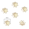 8mm gold flower bead caps with hammered texture for DIY jewelry making and bracelet crafts - Style 06 14K Gold Plated 8mm