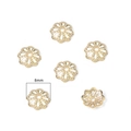 6 pieces of 8mm golden petal-shaped hollow flower bead caps for DIY jewelry making - Style 07 14K Gold Plated 8mm