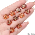 Amber maple leaf acrylic beads with gold veins for DIY jewelry, size 13x10mm - 45 Pieces/Pack (1.5mm Hole) / Amber (Leaf Style)