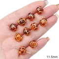 Perle citrouille ambre avec détails dorés pour création de bijoux DIY de 11.5mm - Ambre (Style Noeud Chinois)
