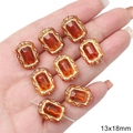 Perles rectangulaires ambre acrylique avec cadre baroque doré pour bijoux DIY 13x18mm - Ambre (Style Miroir Carré)