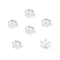 DIY jewelry 14k flower bead caps in bright silver finish for handmade bracelets - Style 12 Thick Silver 8mm