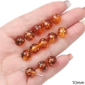 Perle en acrylique ambre 10mm avec motifs d'étoiles dorées pour création de bijoux DIY - Ambre (Style Rond Étoile)