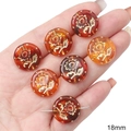 Perles en acrylique ambre 18mm avec motifs floraux dorés pour bijoux DIY et bracelets - Ambre (Style Rond Plat Fleur)