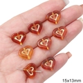 Perles cœur ambrées avec motif doré pour la création de bijoux DIY 15x13mm - Ambre (Style Coeur)