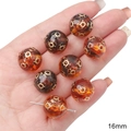 Perle en acrylique ambre 16mm avec motif soleil doré pour création de bijoux DIY - Ambre (Style Tournesol)