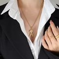 Golden crown initial A pendant necklace with sparkling zircons on elegant rope chain - Letter A / Gold