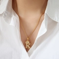 Golden crown initial K necklace with sparkling zircon crystals on a rope chain - Letter K / Gold