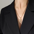 Gold plated crown letter N pendant necklace with white cubic zirconia for women - Letter N / Gold