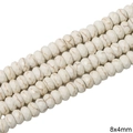Polished 8x4mm white turquoise rondelle beads with natural brown veins for jewelry DIY - Diamond-cut Rondelle Style / 8x4mm