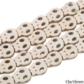 White synthetic turquoise skull-shaped loose beads 13x15mm for DIY jewelry making - Flat Hollow Skull Style / 13X15mm
