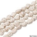 Irregular white turquoise loose beads 9x11mm with brown veins for DIY jewelry making - Irregular Shape / 9x11mm (Approx. 34 pcs/Strand) / Marbled White