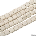Square 10mm white turquoise beads with natural brown veins for DIY jewelry making - Square Flat / 10mm (Approx 40 Beads) / Marbled White