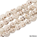 Skull shaped synthetic white turquoise beads 8x10mm for DIY jewelry making - Skull Style / 8x10mm (Approx. 37 Pcs/Pack) / White